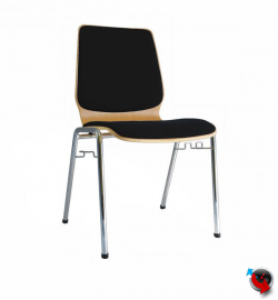 Holz Schalenstuhl mit Sitz und Rückenpolsterung schwarz - stapelbar mit Reihenverbinder - sofort lieferbar - Top Mensa Qualität- Preischlager !