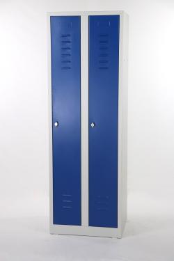 Artikel Nr. 515121 - Stahl-Kleiderspind - Spind 2er - Abteilbreite 40 cm - Gesamtbreite 80 cm - 2 Drehriegel für 2 Personen - Türen blau - sofort lieferbar !