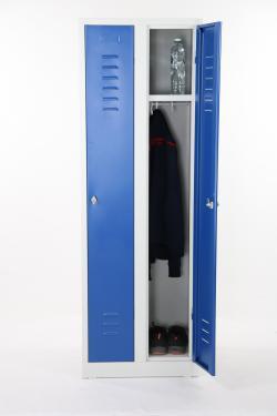Stahl-Kleiderspind - Abteilbreite 30 cm - Gesamtbreite 60 cm - 2 Drehriegel - 2 Personen - blaue Türen  - der Klassiker - sofort lieferbar - verschweisst- der Schöne -Preisschlager !